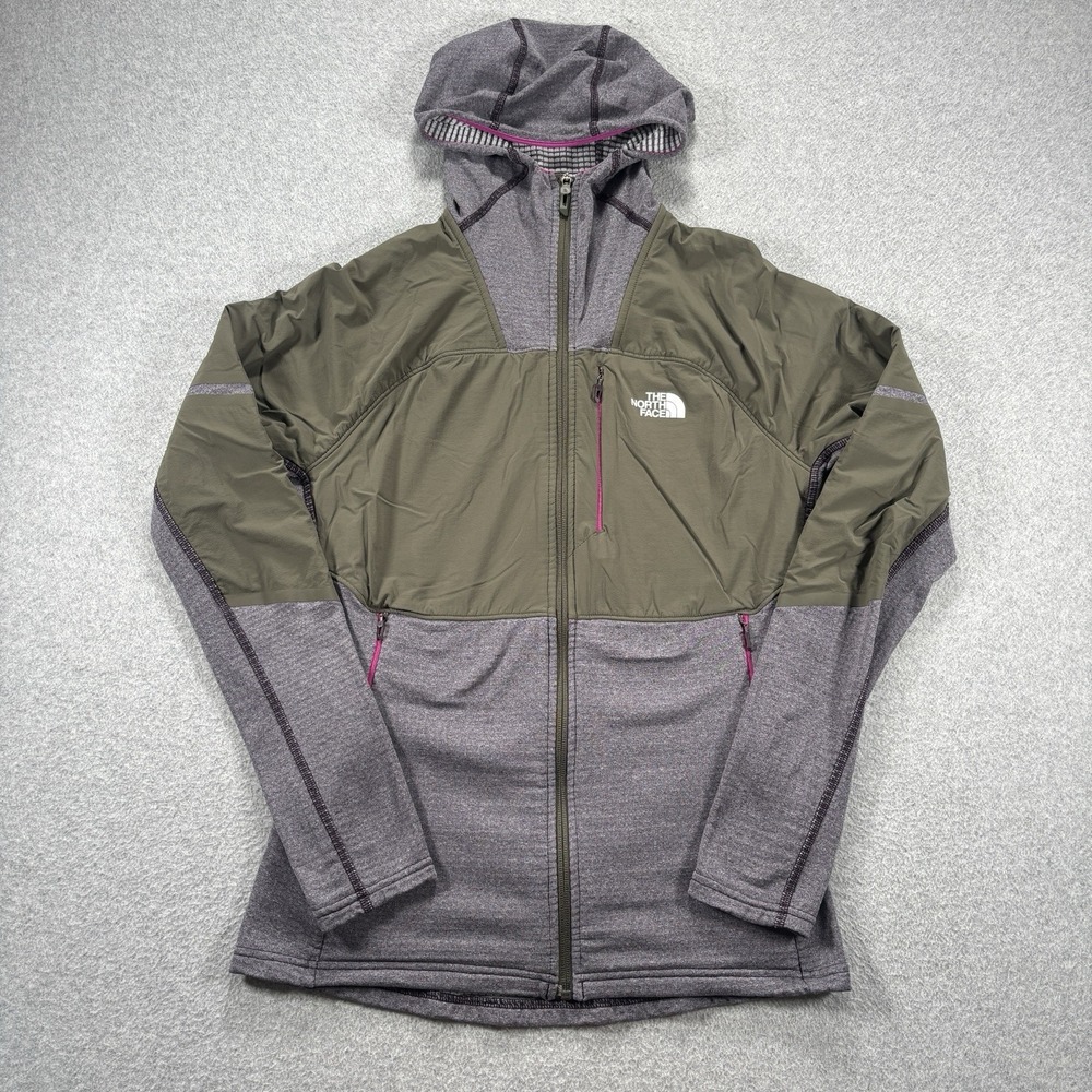 The North Face Progressor Power Grid Fleece Hoodie Womens S Green Polartec